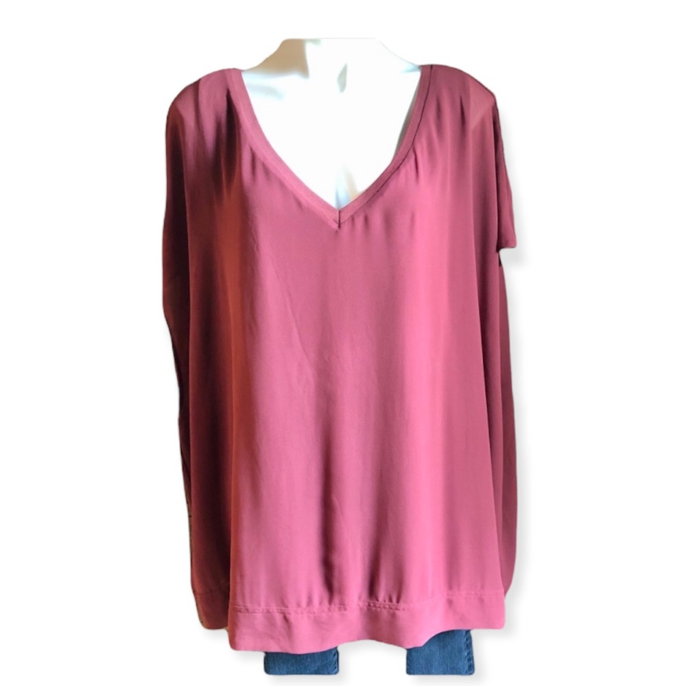 TORRID Size 4 Raspberry V Neck Layered Dressy Blouse